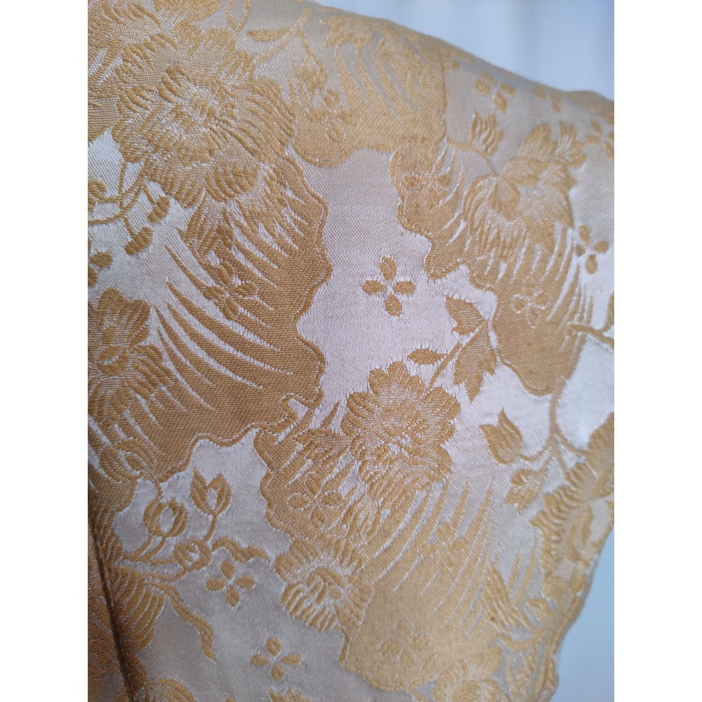Vintage 50's Gold Brocade Tunic Hostess Top Oriental Theme With Gold Tone Brooch - Picture 8 of 12